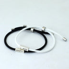 Braided Curb Bracelets for Couples "Love" black and white
