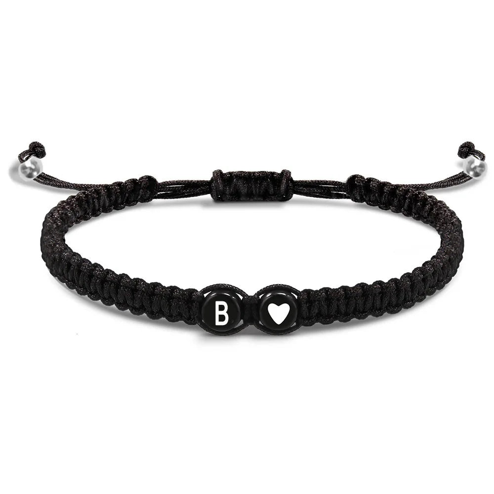 Braided initial bracelet b