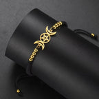 Braided Triple Moon Witchcraft Wiccan Chain Bracelet black