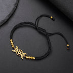 Braided Triple Moon Witchcraft Wiccan Chain Bracelet black