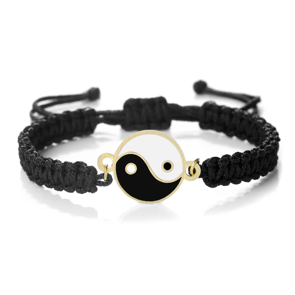 Braided Yin Yang Bracelet black and gold