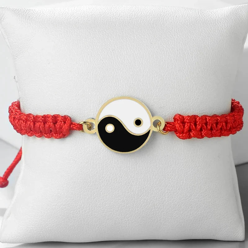 Braided Yin Yang Bracelet red and gold