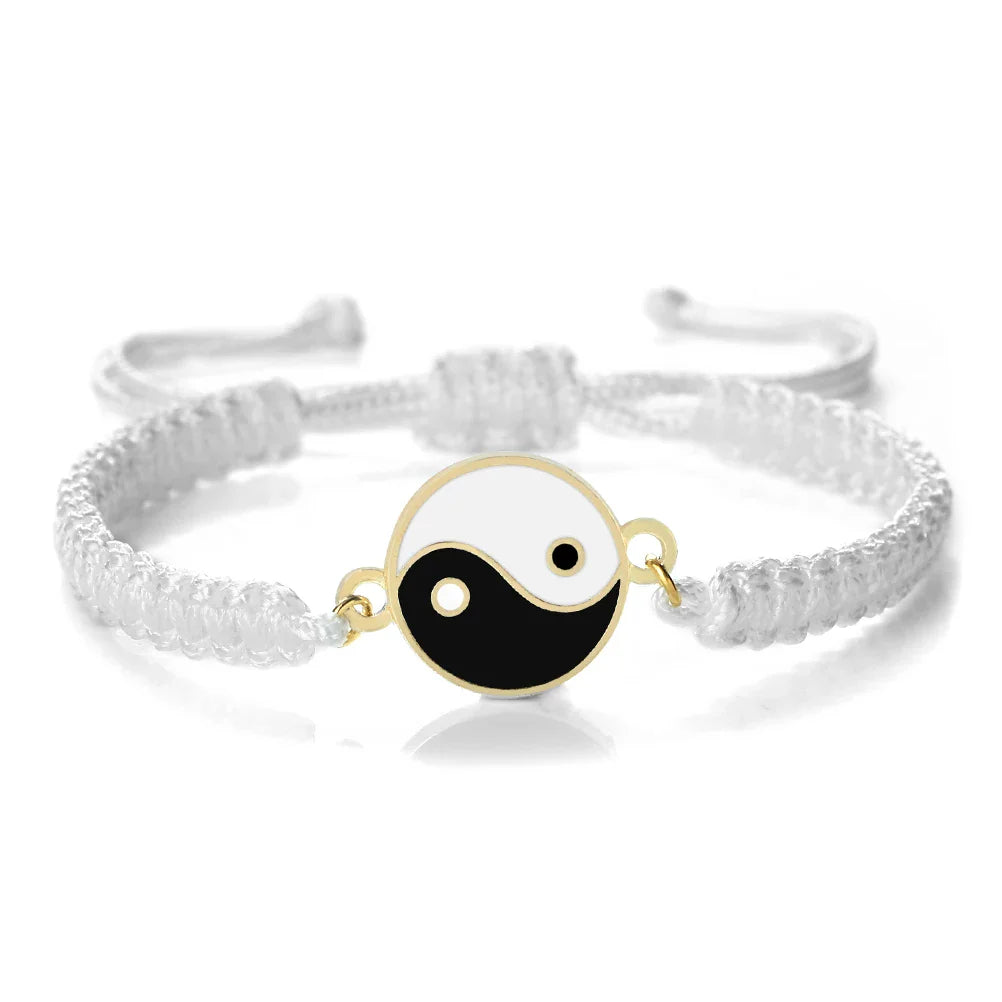 Braided Yin Yang Bracelet white and gold