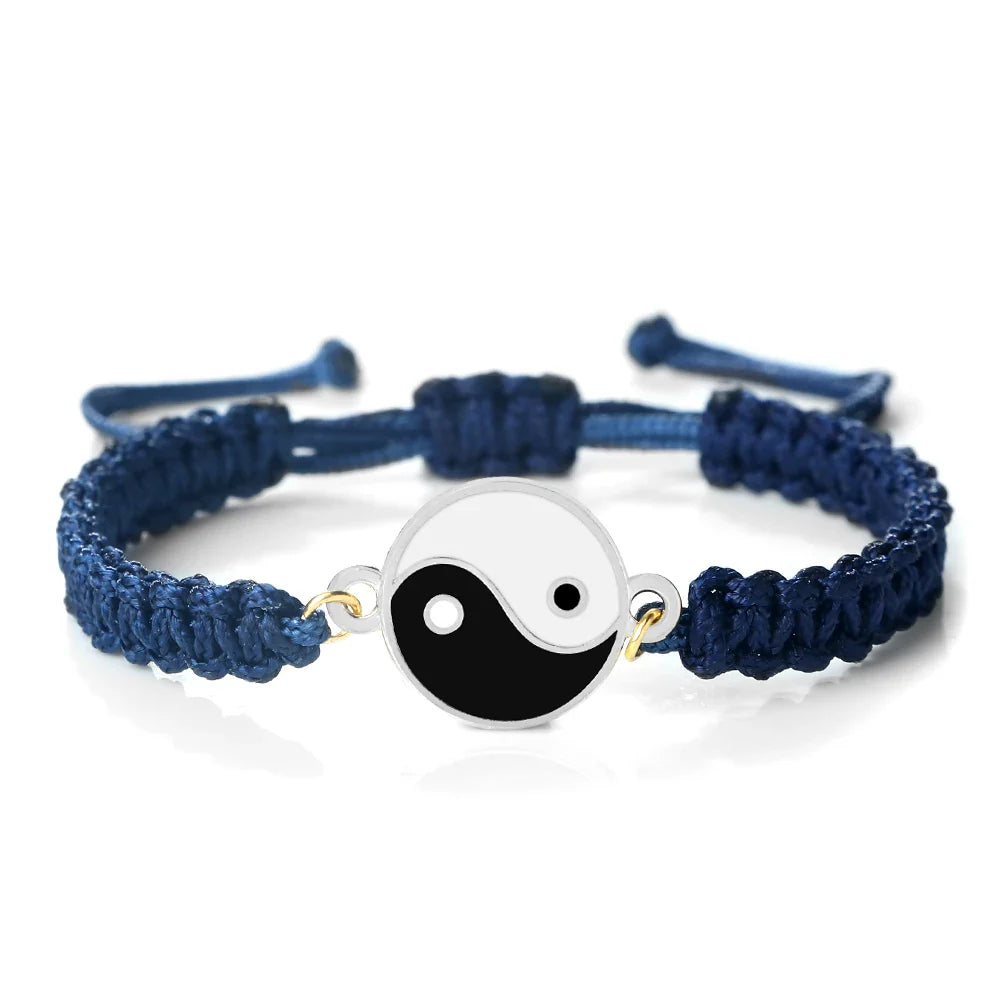 Braided Yin Yang Bracelet blue and silver