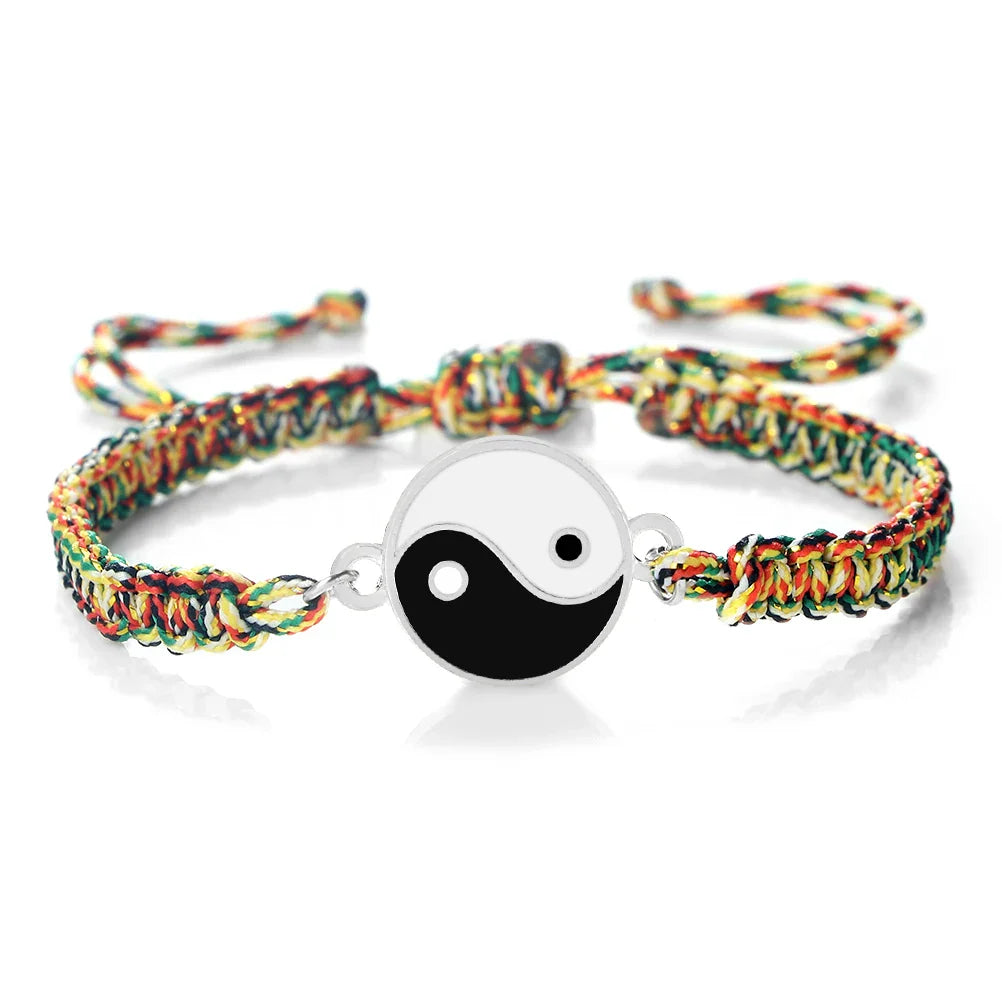 Braided Yin Yang Bracelet multicolor and silver