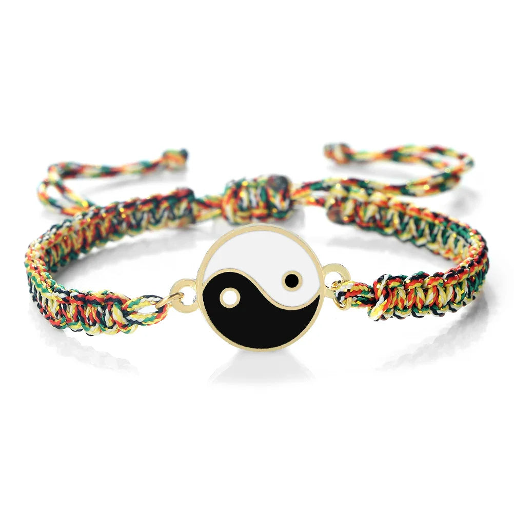Braided Yin Yang Bracelet multicolor and gold