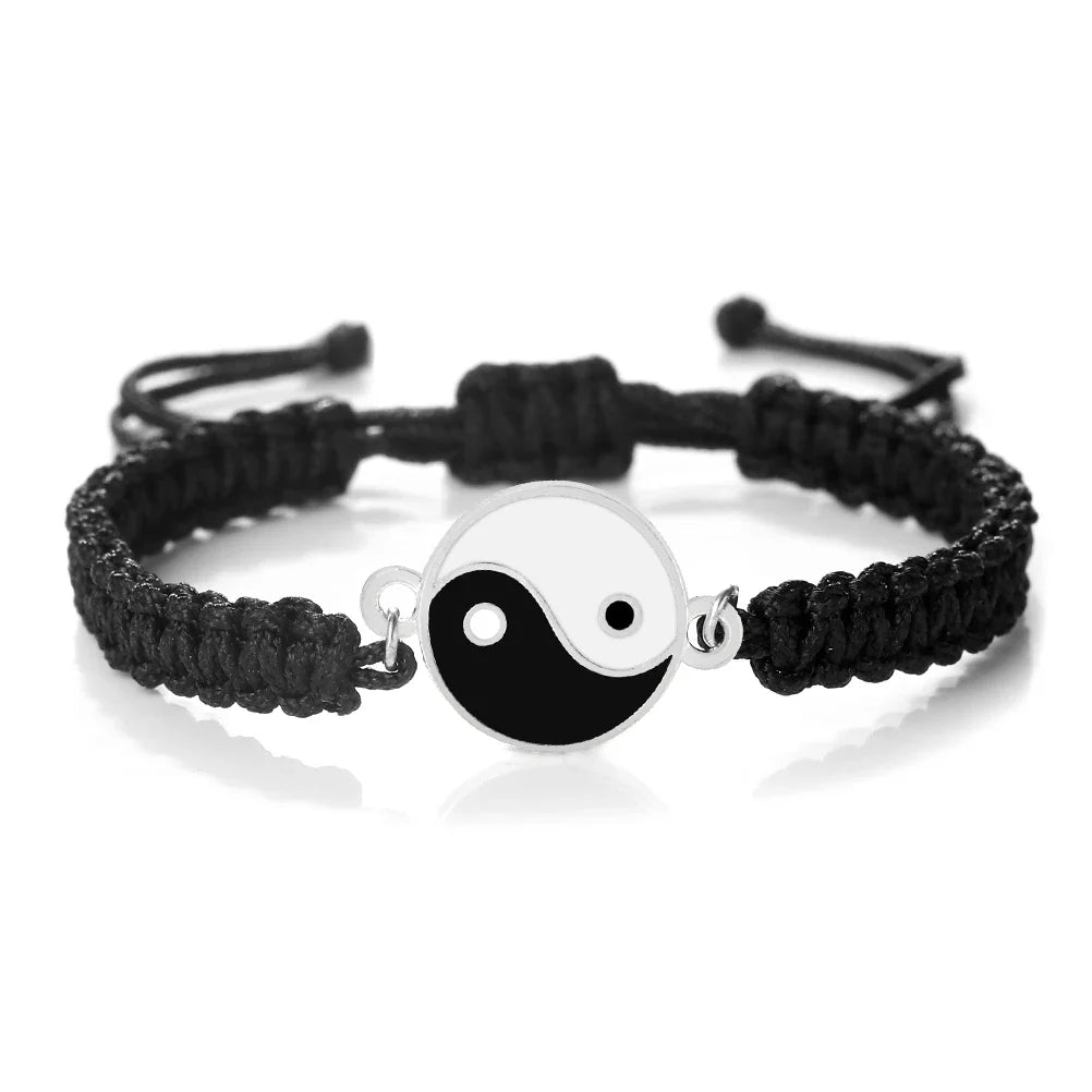 Braided Yin Yang Bracelet black and silver