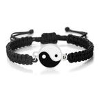 Braided Yin Yang Bracelet black and silver