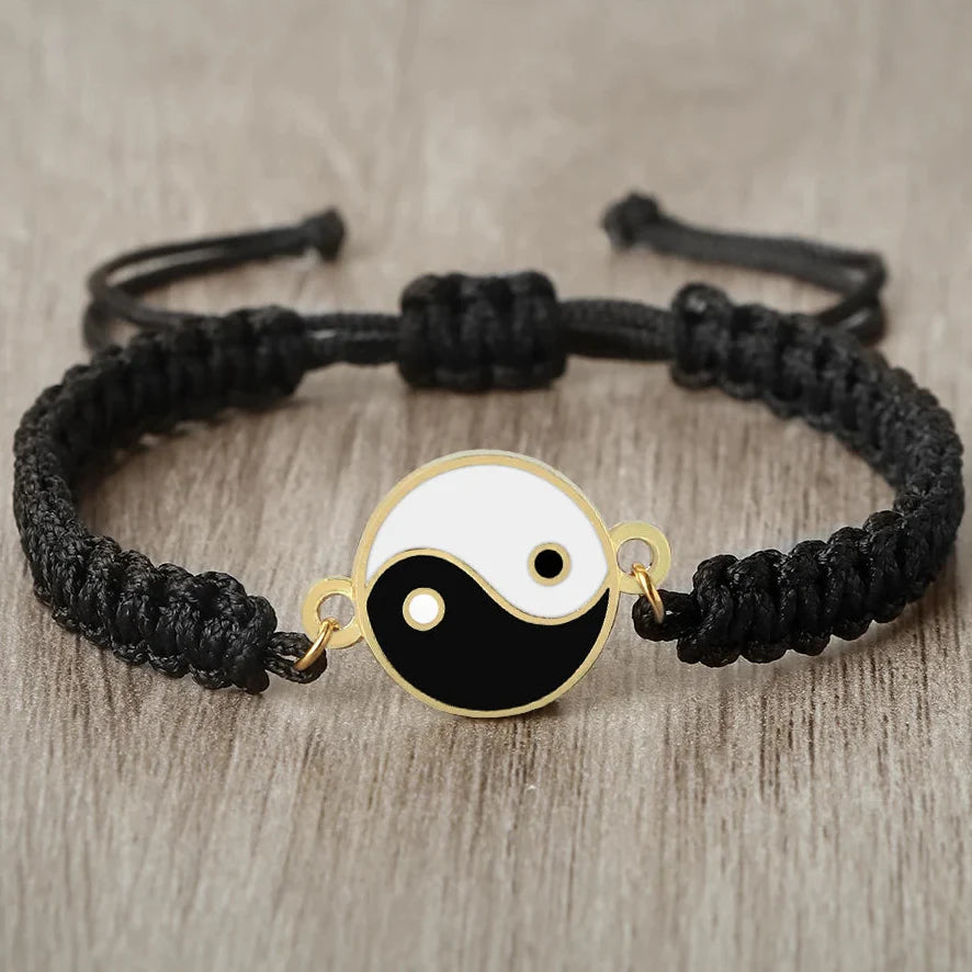 Braided Yin Yang Bracelet black and gold