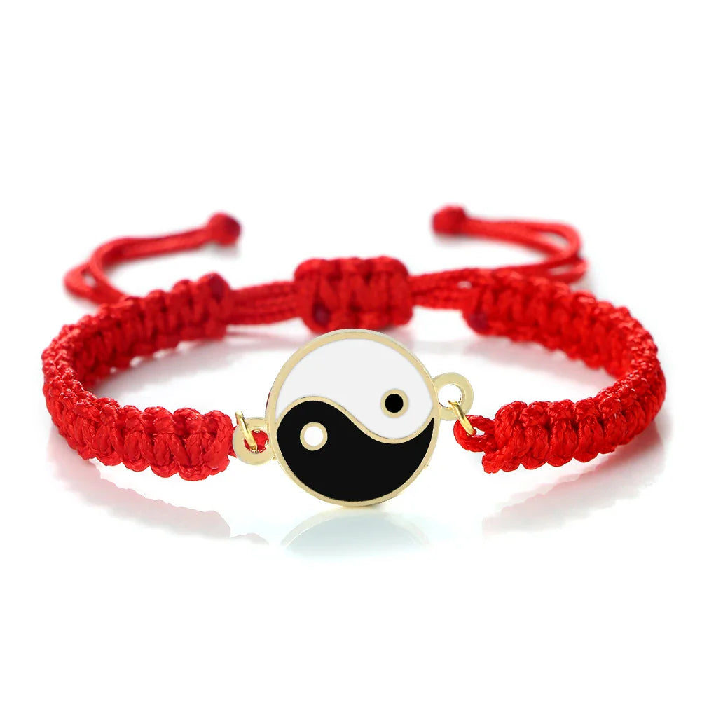 Braided Yin Yang Bracelet red and gold