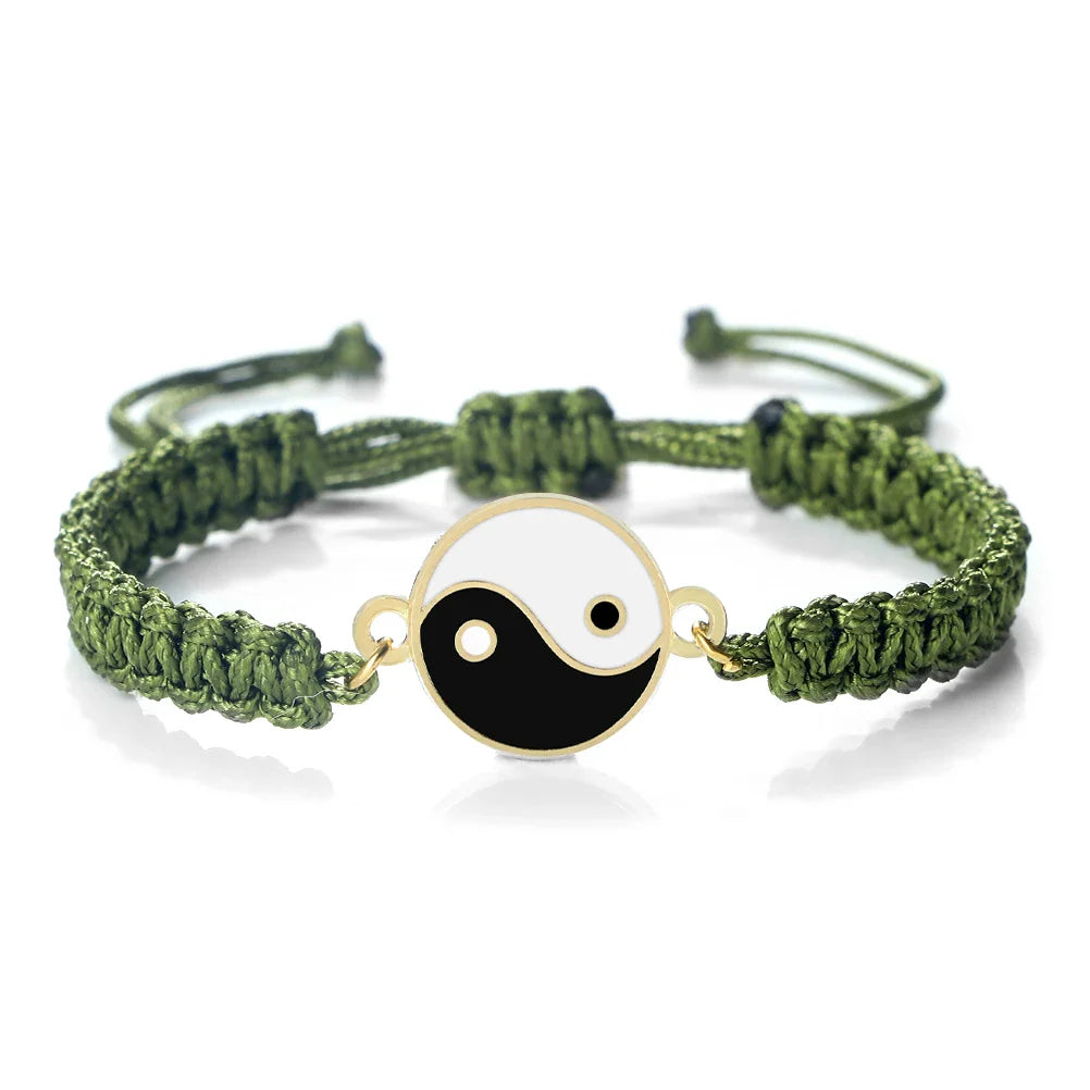 Braided Yin Yang Bracelet green and gold