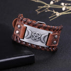 Triple Moon Leather Bracelet Witchcraft Wiccan 9