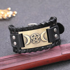 Triple Moon Leather Bracelet Witchcraft Wiccan 7