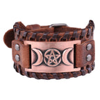 Triple Moon Leather Bracelet Witchcraft Wiccan 11
