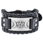 Triple Moon Leather Bracelet Witchcraft Wiccan 6