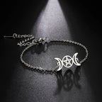 Triple Moon Witchcraft Wiccan Chain Bracelet Silver