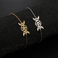 Triple Moon Witchcraft Wiccan Chain Bracelet Gold