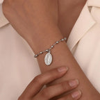 Virgin Mary Christian curb bracelet silver