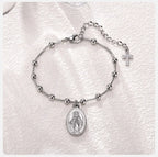 Virgin Mary Christian curb bracelet silver
