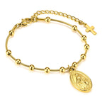 Virgin Mary Christian curb bracelet gold