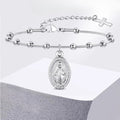 Virgin Mary Christian curb bracelet silver