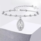 Virgin Mary Christian curb bracelet silver