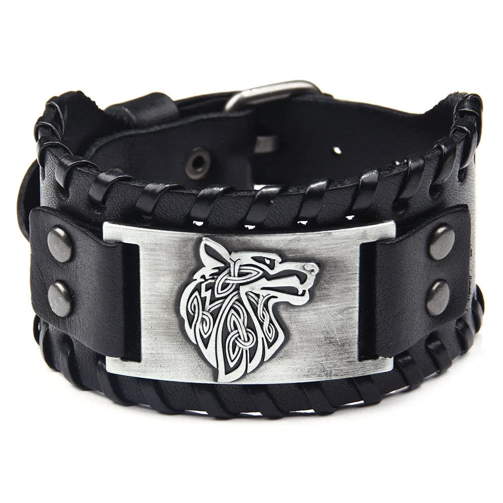 Viking Fenrir Wolf Bracelet in Silver