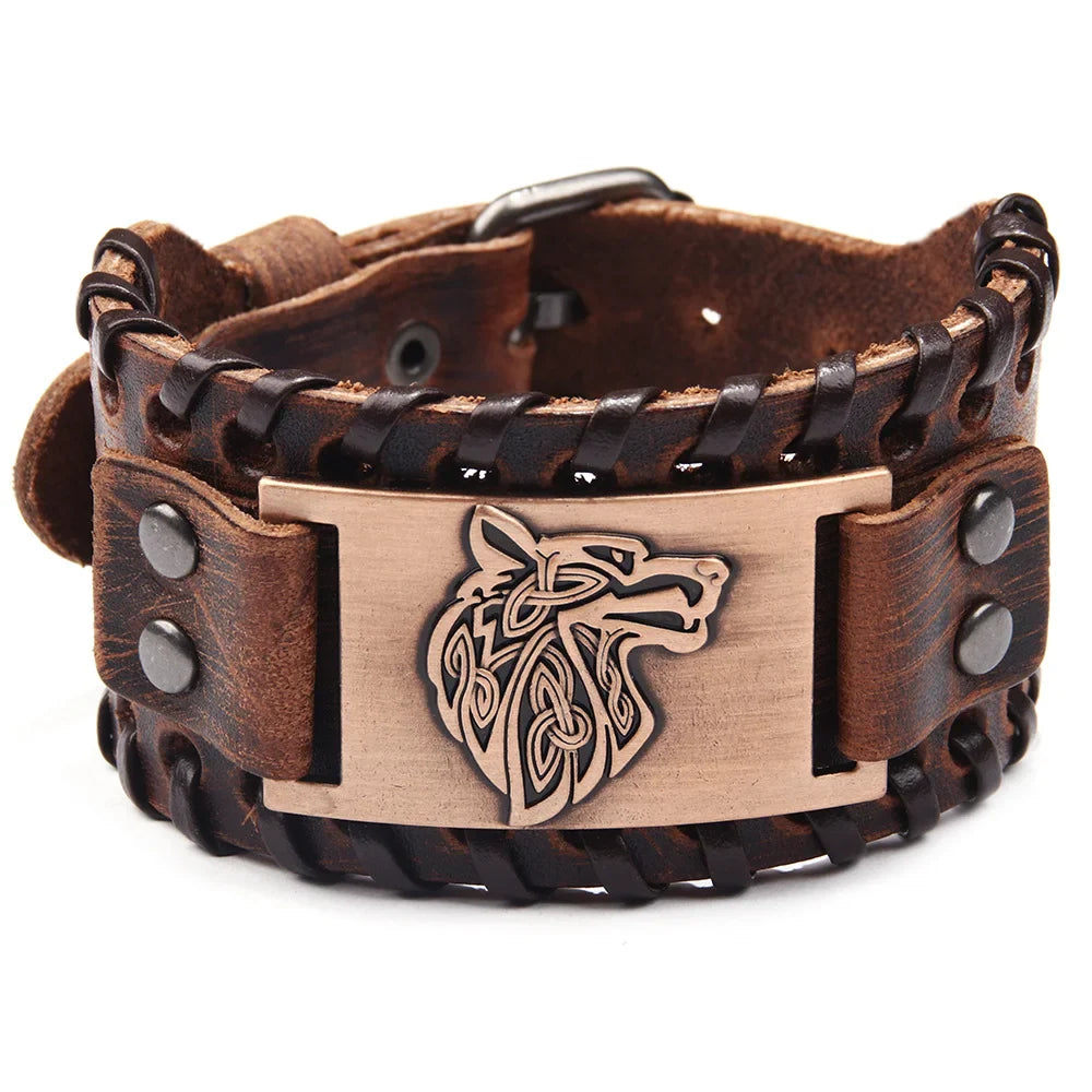 Viking Fenrir Wolf Bracelet in Rose Gold