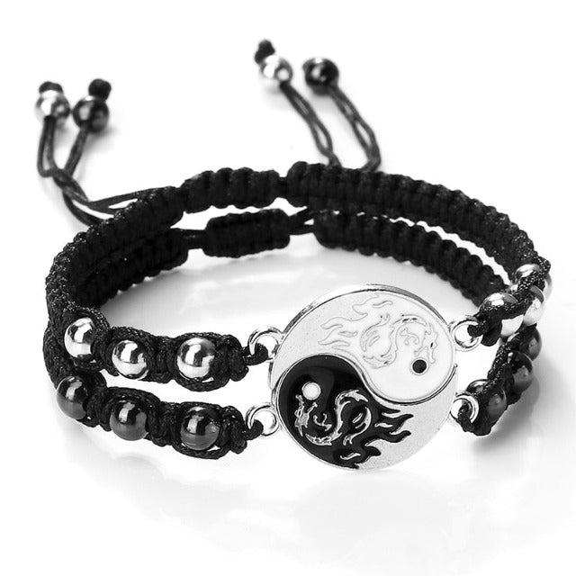 Separable Yin Yang Bracelet for Couples Best Friends Curb Bracelet for Men and Women