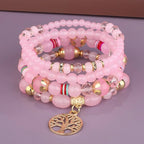 Bracelets with pink Tree of Life