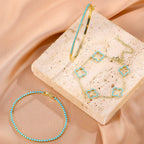 Set of 3 Bracelets with Blue Zircon Four-Leaf Clovers
