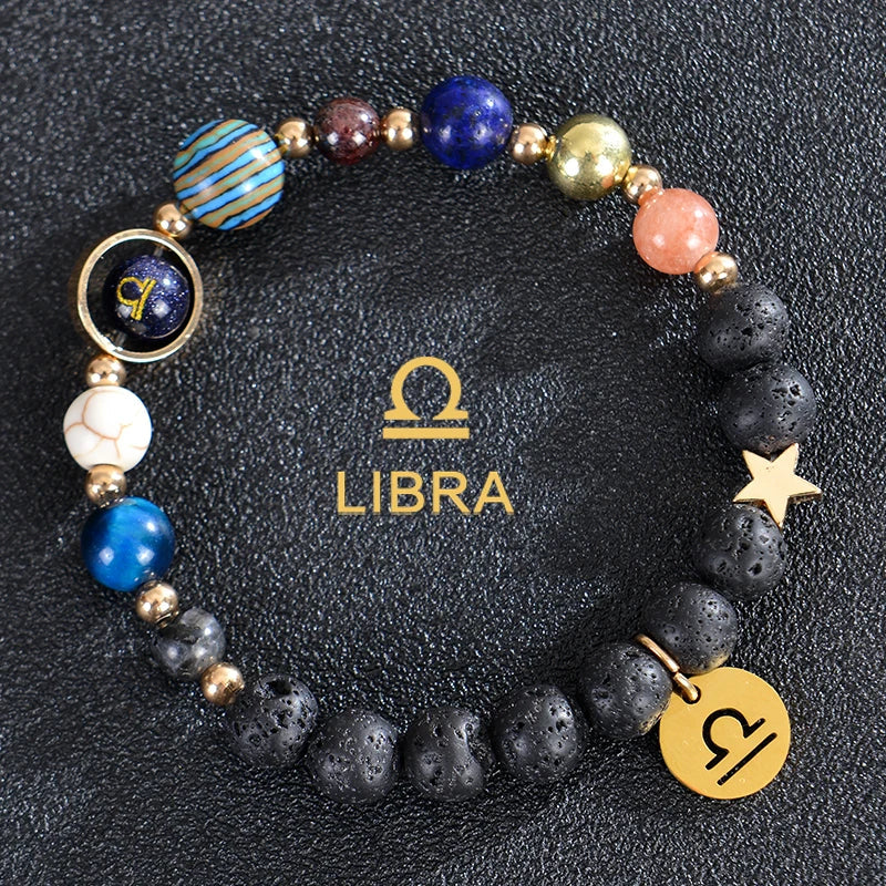 Lava Stone Bracelets 12 Constellations Zodiac Astrology Signs Libra