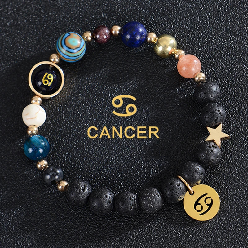 Lava Stone Bracelets 12 Constellations Zodiac Astrology Signs Cancer