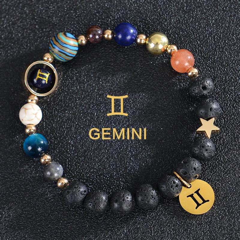 Lava Stone Bracelets 12 Constellations Zodiac Astrology Signs Gemini