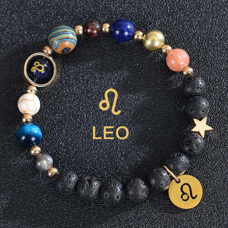 Lava Stone Bracelets 12 Constellations Zodiac Astrology Signs Leo
