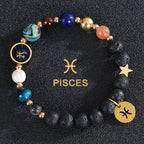 Lava Stone Bracelets 12 Constellations Zodiac Astrology Signs Pisces
