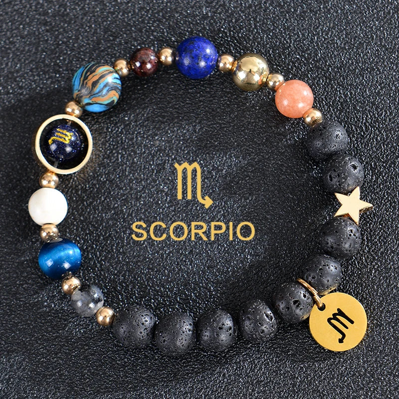 Lava Stone Bracelets 12 Constellations Zodiac Astrology Signs Scorpio