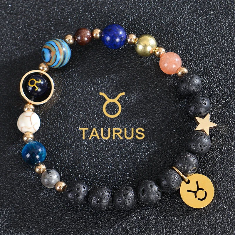 Lava Stone Bracelets 12 Constellations Zodiac Astrology Signs Taurus