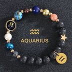 Lava Stone Bracelets 12 Constellations Zodiac Astrology Signs Aquarius