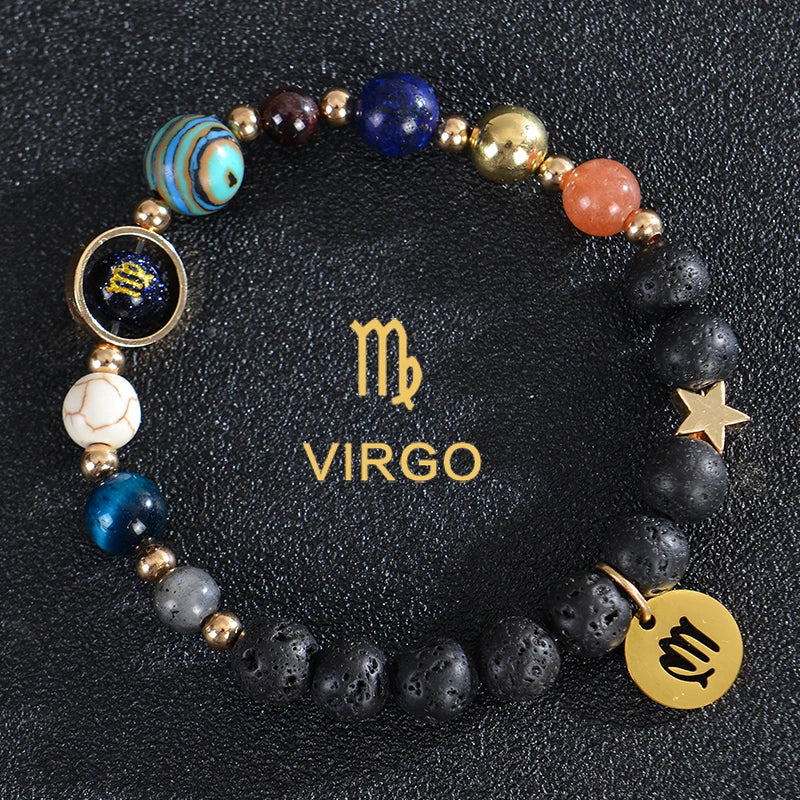 Lava Stone Bracelets 12 Constellations Zodiac Astrology Signs Virgo