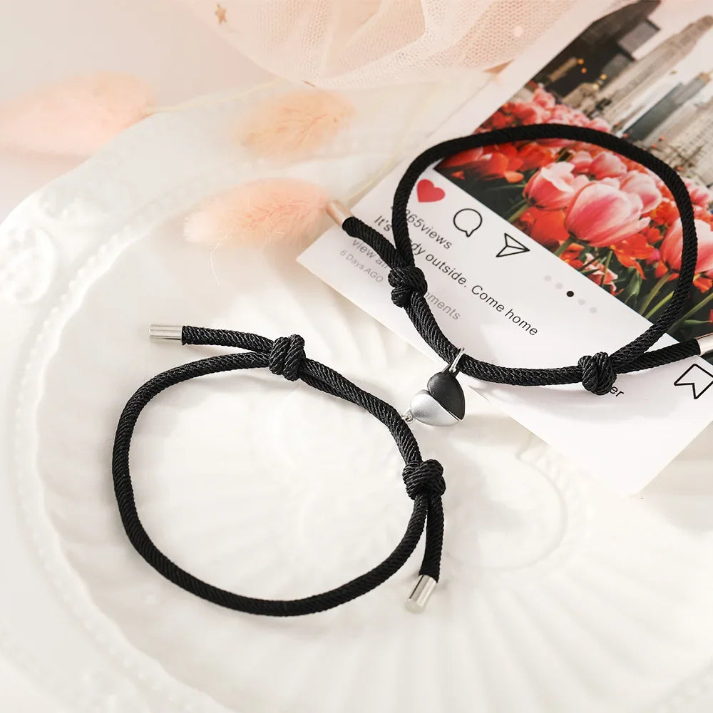 Bracelets for Couples and Friends Magnetic Heart Link Bracelet