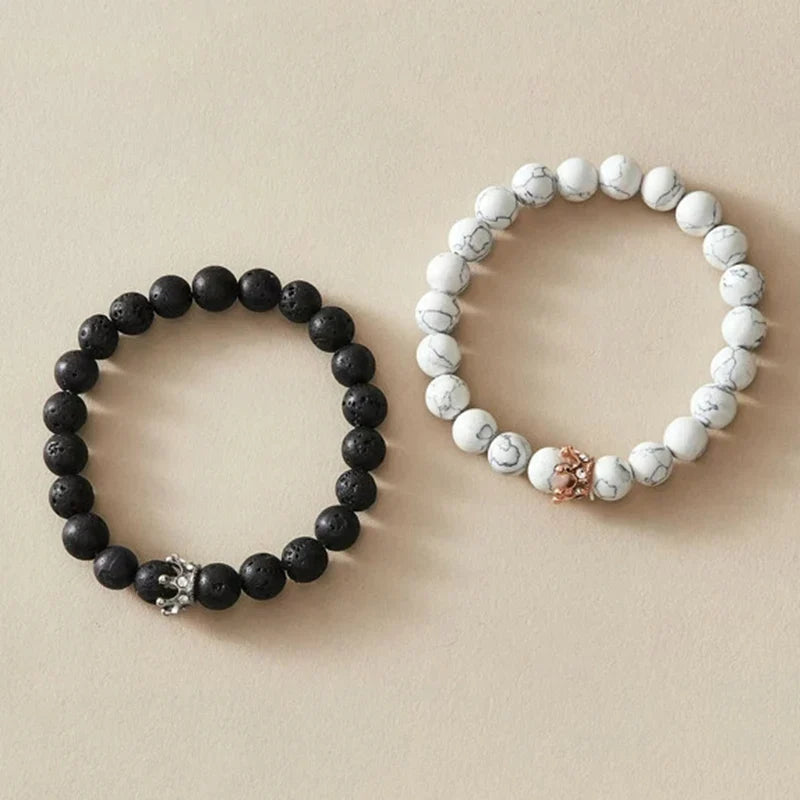 Bracelets for Couples Curb Chain Crown King & Queen