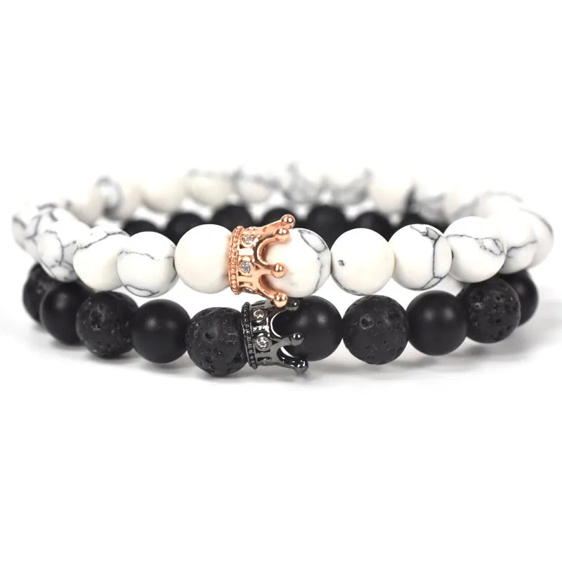Bracelets for Couples Curb Chain Crown King & Queen