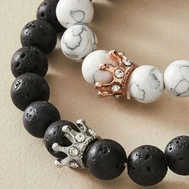 Bracelets for Couples Curb Chain Crown King & Queen