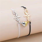 Couple Bracelets Magnetic Chain Bracelet Heart and Electrocardiogram 2