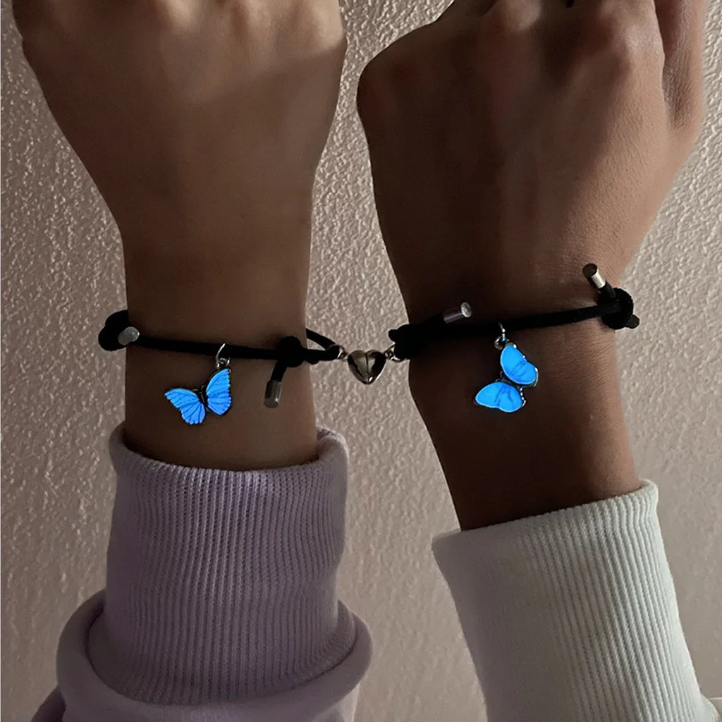 Couples' Bracelets Glow Butterfly ID Bracelets