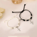 Black and White Couple Bracelets Chain Bracelet Cross