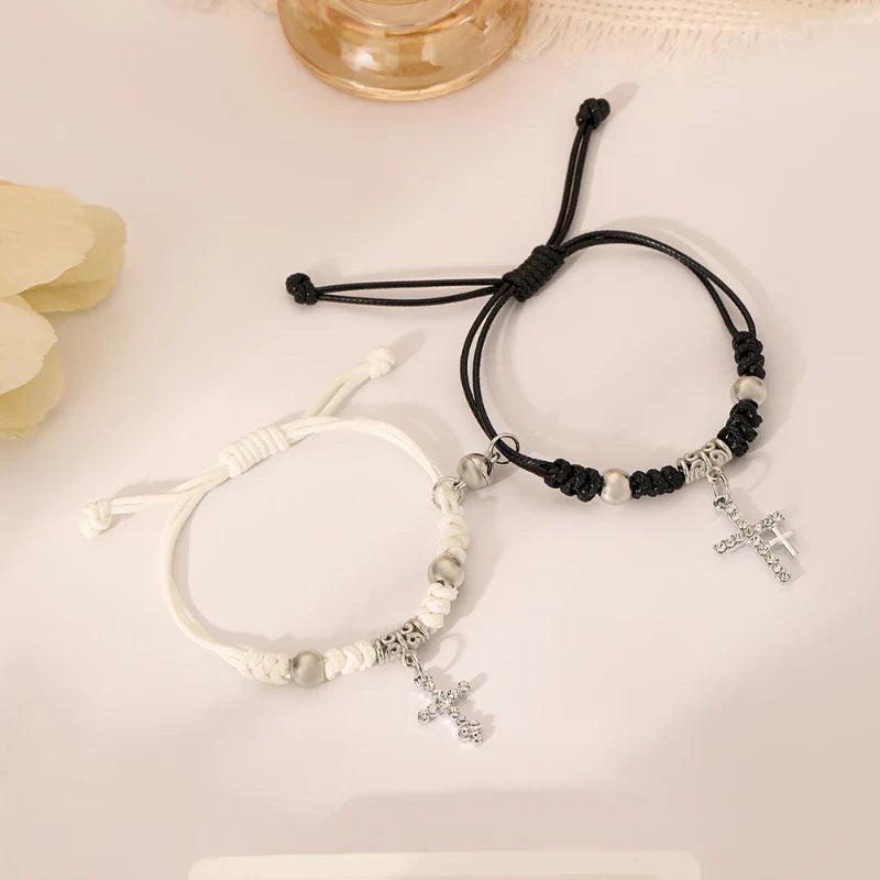 Black and White Couple Bracelets Chain Bracelet Cross