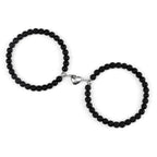 Couples Bracelets Magnetic Cuff Black Black Beads
