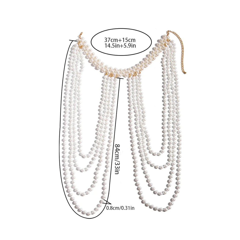 Women's shoulder chain with pearls - Clavicle & shoulder jewelry